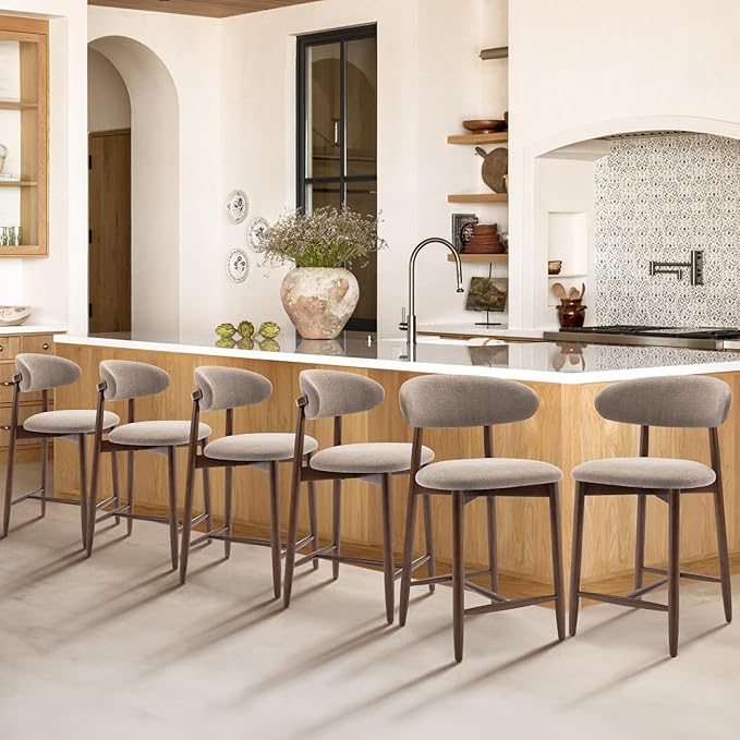 COLAMY Counter Height Bar Stools Set of 6, Kitchen Bar Stools by COLAMYINC