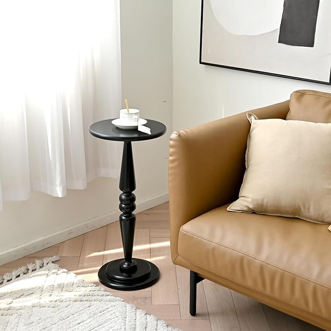 SwallowLiving Small Round Side Table, Tall Pedestal Drink End Tables Living Room - Image 6