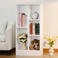 YAHARBO 5 Cube White Bookshelf, Small Modern Horizontal Bookcase, Wood Floor by YAHARBO