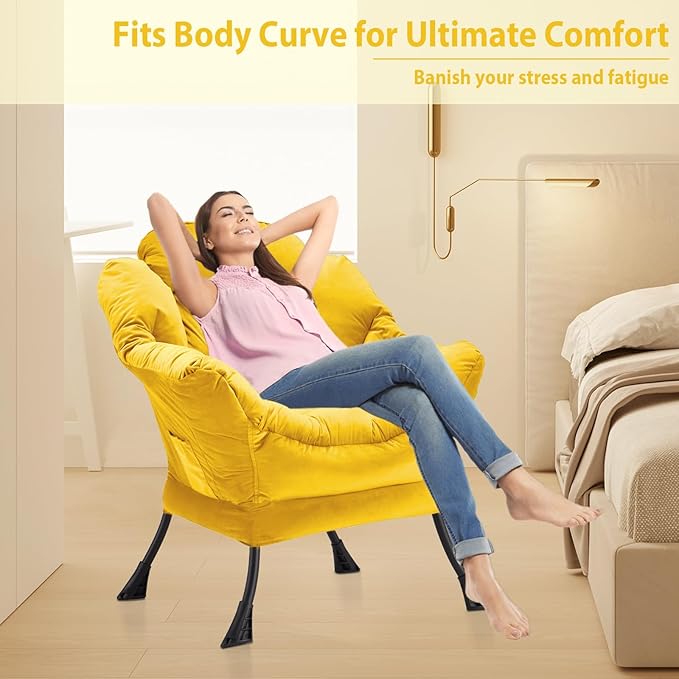 Lazy Chair Thick Padded, Comfy Velvet Accent Lounge Chair - Image 5