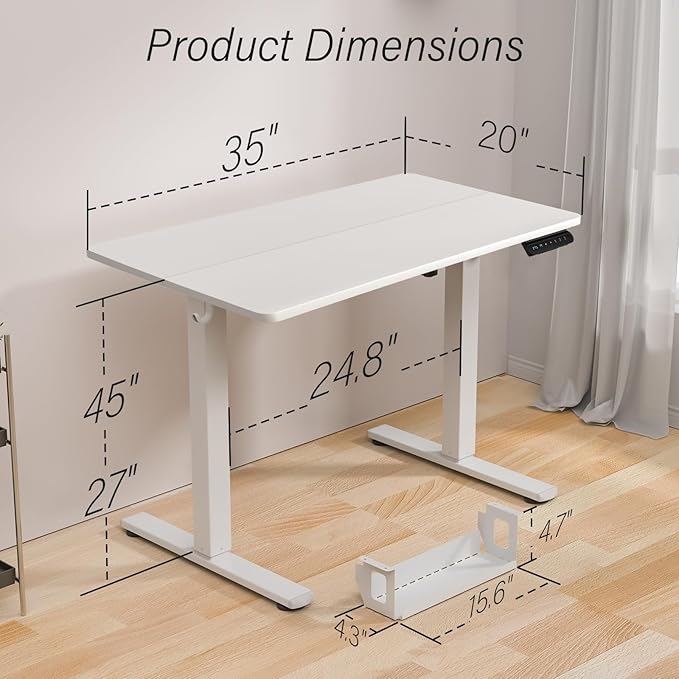 Kingant Standing Desk Height Adjustable Small Electric Stand Up Desks - Image 3