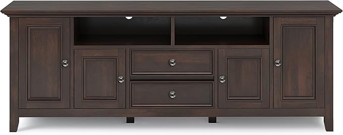 SIMPLIHOME Amherst 72-inch Wide Solid Wood TV Stand in Brunette Brown, - Image 5