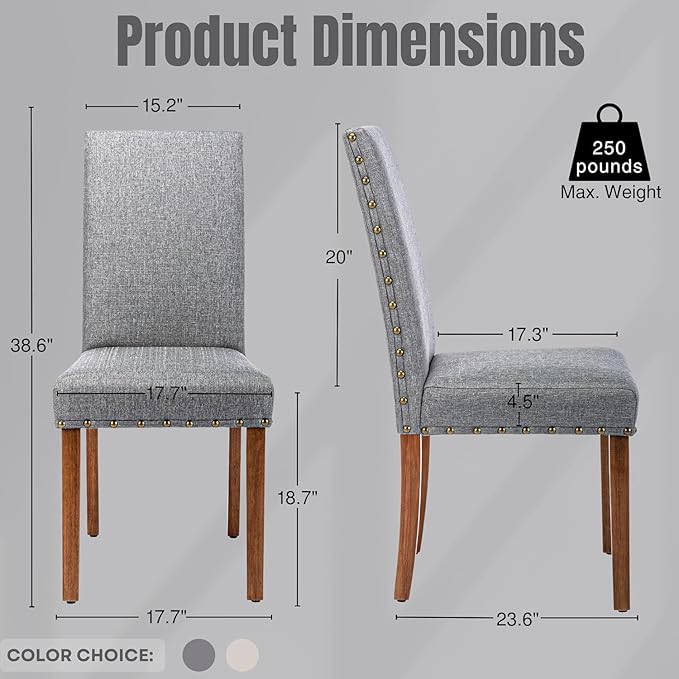 Parsons Kitchen Dining Chair Set Room Modern Upholstered Stylish Fabric High - Image 3