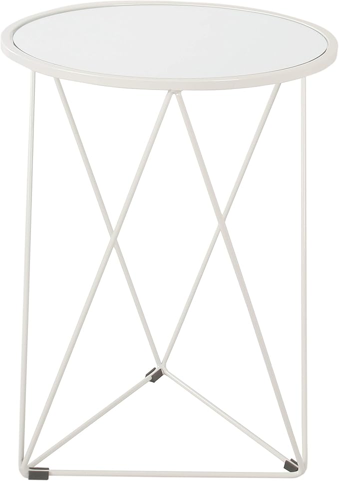 HomePop Metal Accent Table Triangle Base Round Mirror Top - Image 3