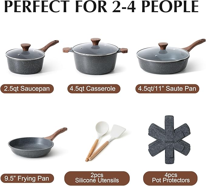 SENSARTE Nonstick Cookware Set 13-Piece, Non Stick Pots and Pans Set - Image 2