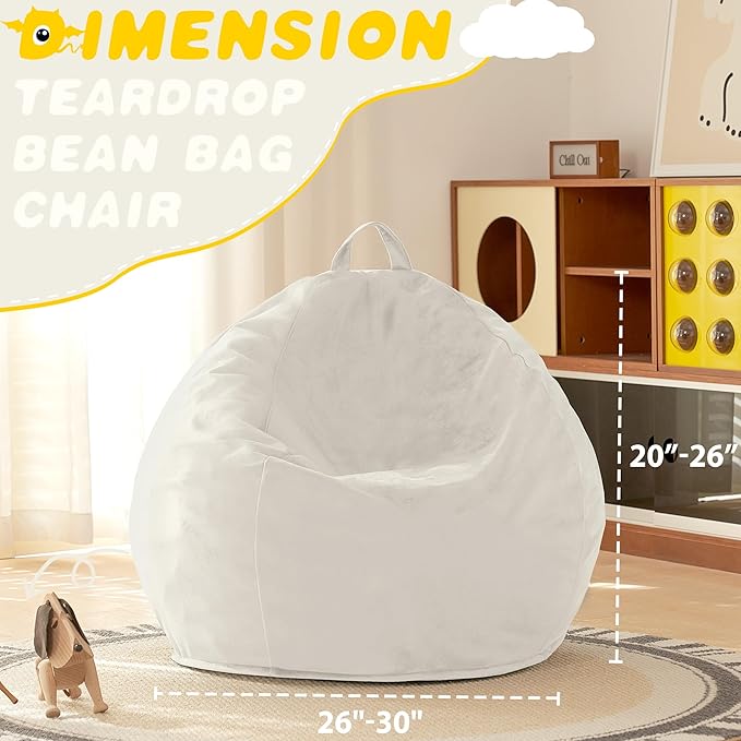 HABUTWAY 2FT Bean Bag Chair, Teardrop Bean Bag Chair Luxurious Velvet Ultra - Image 3