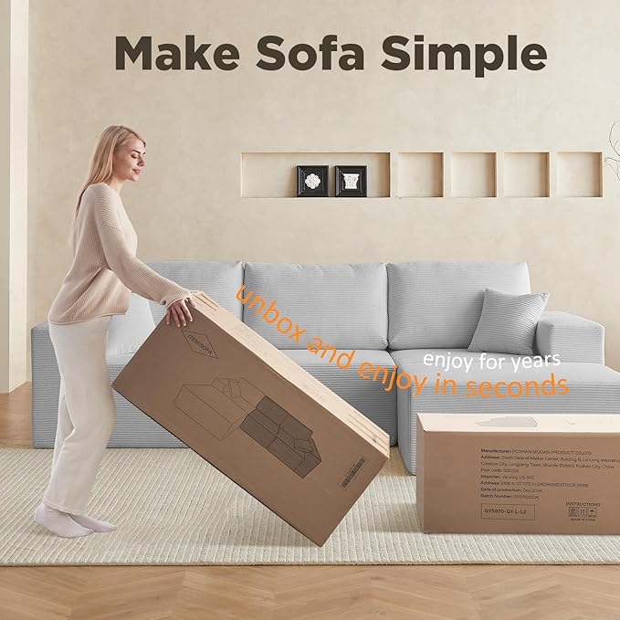 INGEROOM 108" Cloud Sectional Couch, Modular Sectional Sofa - Image 4