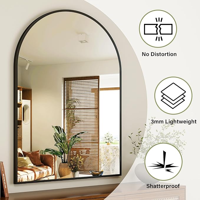 Arch Bathroom Mirror, 26x38 inch Arched Bathroom Mirror/Wall Mounted Vanity - Image 6
