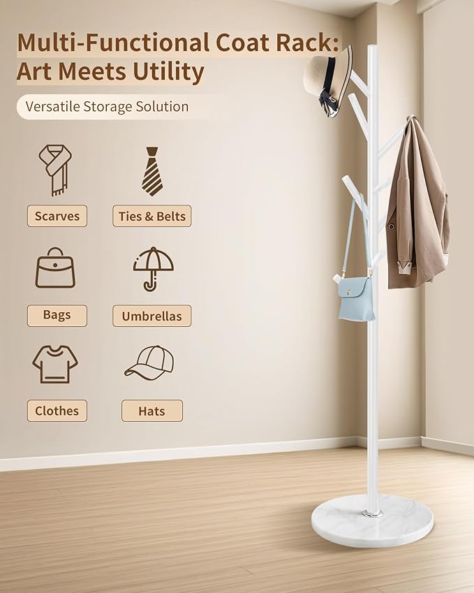 EZIVIEZ Modern Coat Rack Stand, Metal Freestanding Coat Rack - Image 5