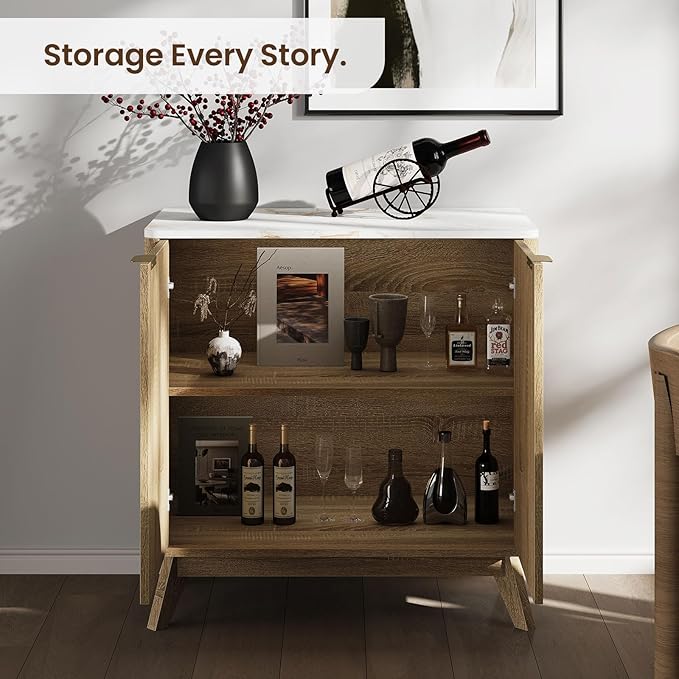 Buffet Cabinet with Storage, Fluted Multifunctional Storage Cabinet with 2 Doors - Image 3
