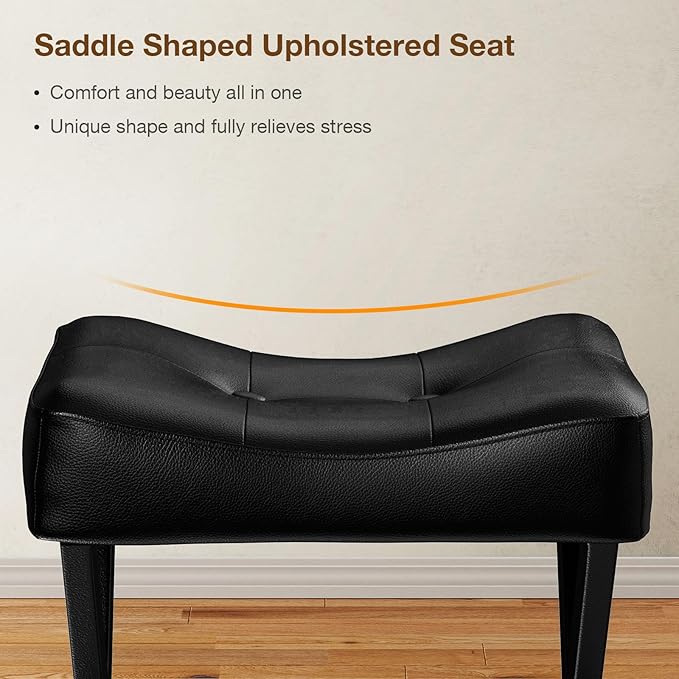 18-Inch Leather Vanity Stool Chair, Vanity Bench - Image 4