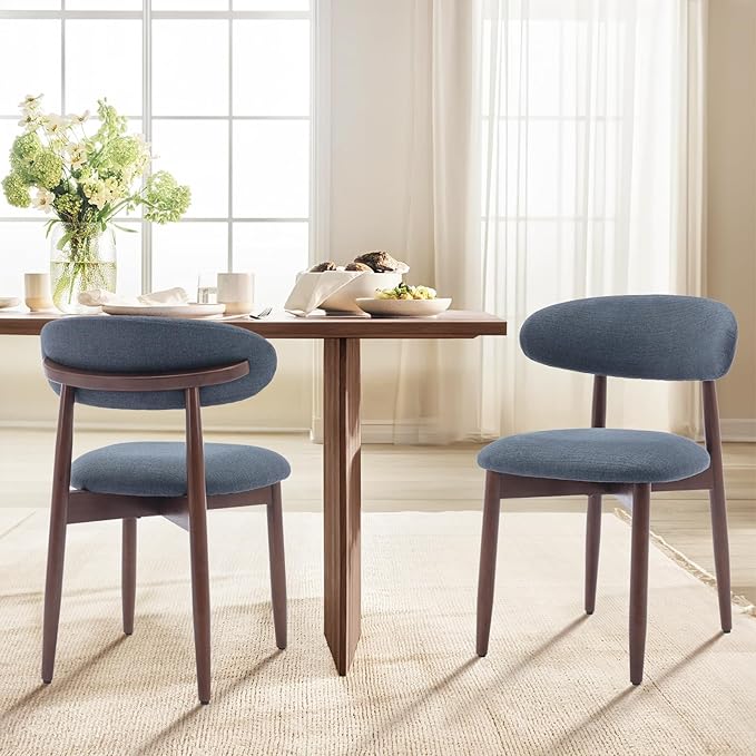 COLAMY Wooden Dining Chairs Set of 2, Modern Fabric Upholstered Dining Room by COLAMYINC