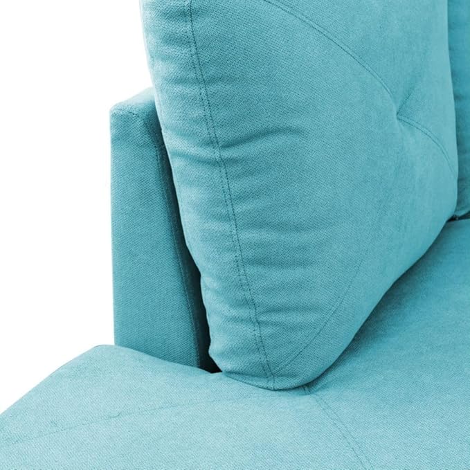 Light Blue L-Shaped 3-Piece Linen Sofa - Image 7