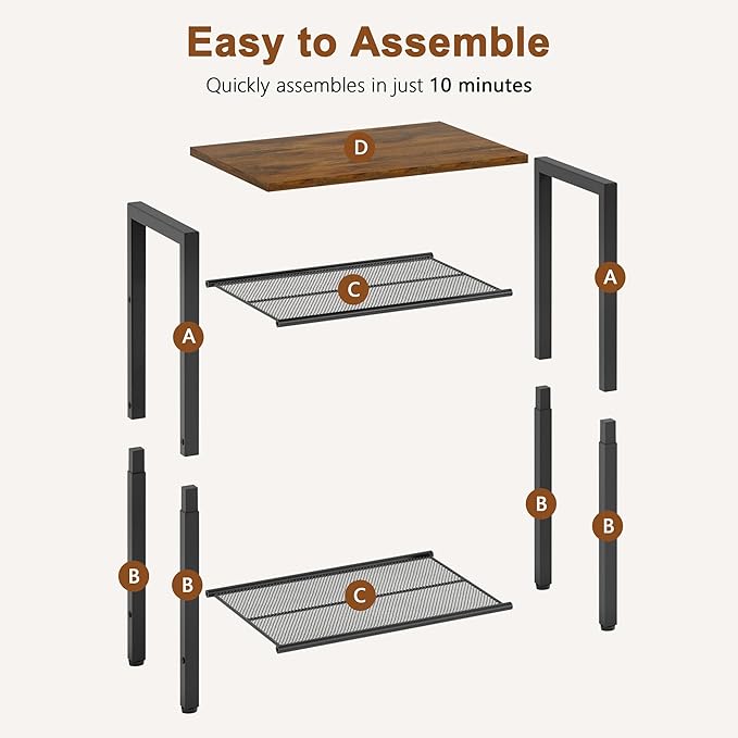 Hoctieon 3 Tier End Table, Telephone Table, Narrow Side Table - Image 8