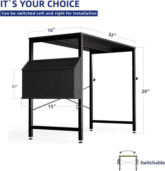 Pamray 32 Inch Computer Desk for Small Spaces - Image 3