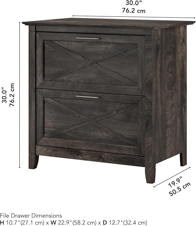 Bush Furniture Key West 2 Drawer Lateral File Cabinet in Dark Gray Hickory | - Image 3