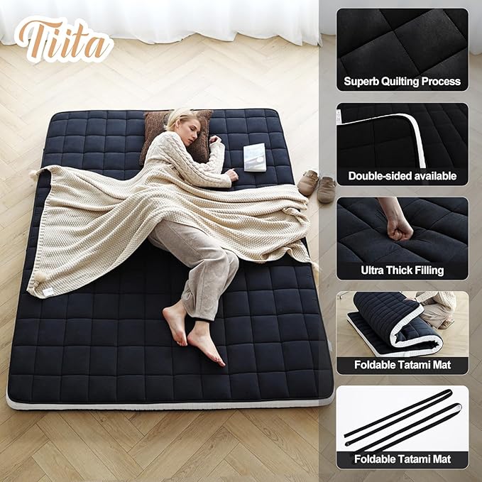 Tiita Japanese Floor Mattress, 4” Thicken Futon Mattress - Image 4