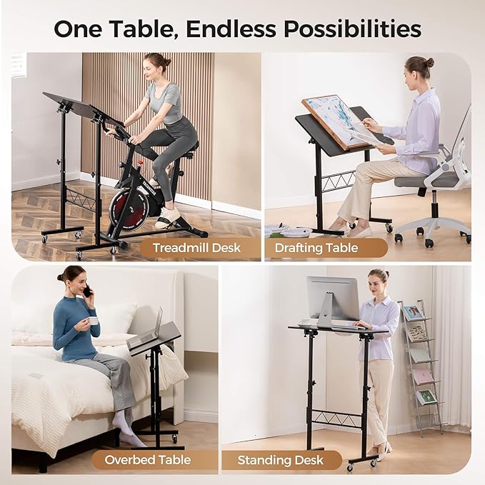 COMHOMA Small Standing Desk Adjustable Height & Tiltable Tabletop, Mobile Stand - Image 6
