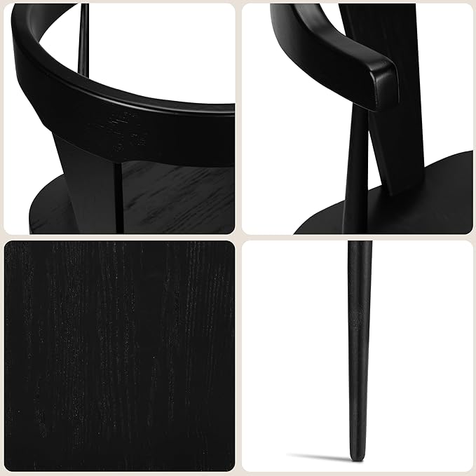 POLY & BARK Mid Century Modern Enzo Black Dining Chair – Solid Oak Wood Splat - Image 6