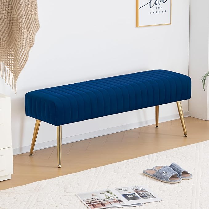 Furniliving Bedroom Bench Velvet Ottoman Bench - Image 3