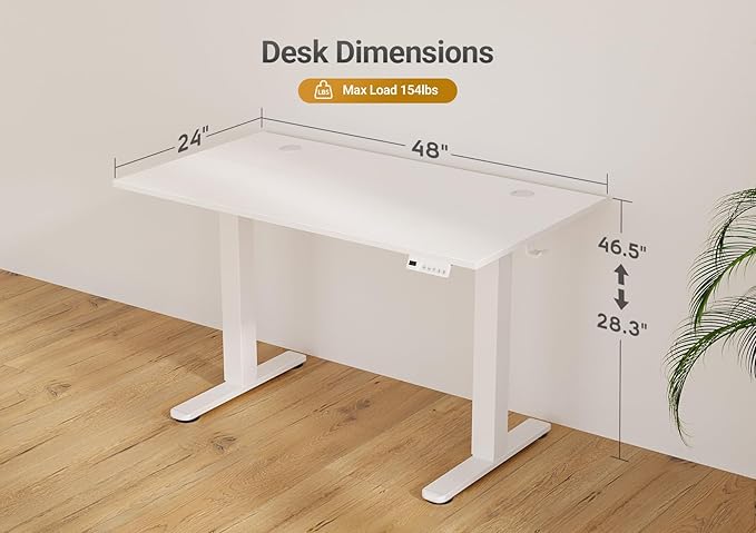 Seang Electric Standing Desk Adjustable Height, 48 x 24 Inch Sit Stand Desk - Image 3
