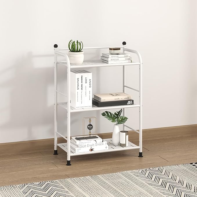 3 Tier Bathroom Storage Open Shelf Unit, Free-Standing Matte Metal Corner Rack - Image 4