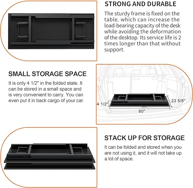 Need Folding Computer Desk, Large 60 inches Folding Table - Image 6