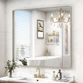 40x36 Inch Brushed Nickel Bathroom Mirror, Brushed Silver Metal Framed Wall by VANLIOBathroomMirror