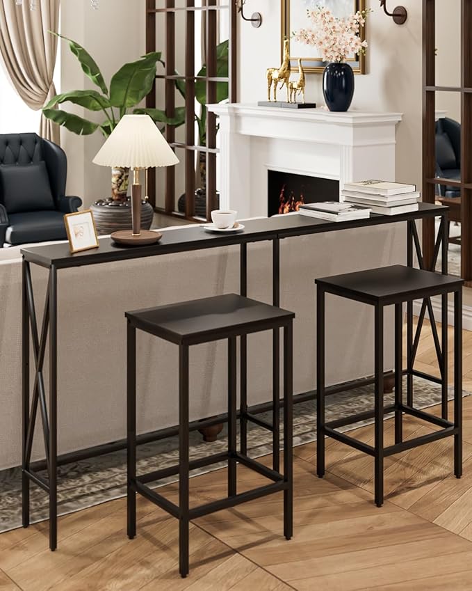 Masupu 63" Console Table, Modern Narrow Long Sofa Table Behind Couch, Skinny - Image 5