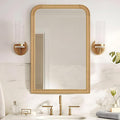 WallBeyond Wood Bathroom Mirror 20" x 30" Wooden Arched Wall Mirror Farmhouse by WallBeyond