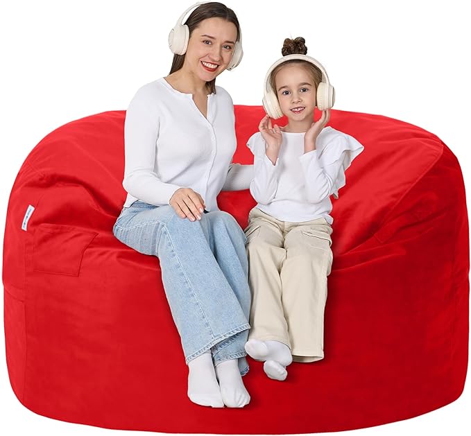 4FT Bean Bag Chair with Ultra Soft Velvet Cover Bean Bag Sofa with Memory Foam by Unknown