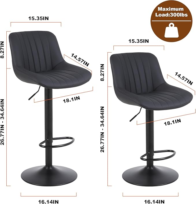 Bar Stools Set of 3, Swivel Counter Height Barstools - Image 3