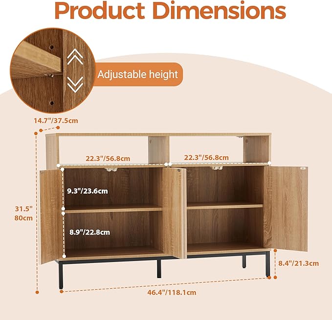 Farmhouse Buffet Sideboard Cabinet - Image 2
