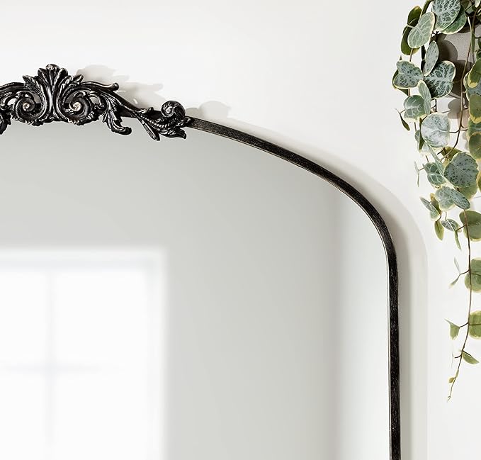 Kate and Laurel Arendahl Ornate Traditional Arched Mirror; 36 x 29; Black; - Image 4