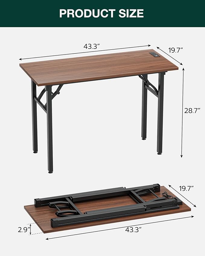 Frylr Small Folding Computer Desk – 43.3 Inch Portable Table - Image 2
