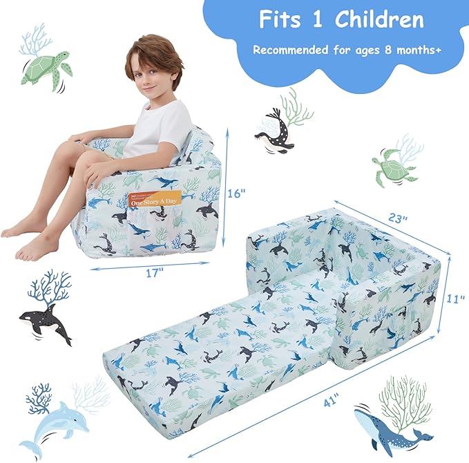 Viviland Kids Chairs for Toddler, 2-in-1 Soft Toddler Couch Fold Out, - Image 3