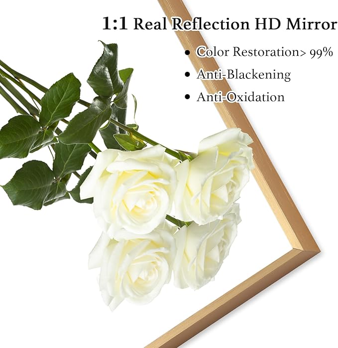 36x48 Inch Gold Bathroom Mirror, Copper-Free Aluminum Alloy Frame Vanity Mirror - Image 6