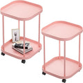 Side Table with Wheels, End Table Living Room Plastic Mobile Sofa Side Table by villertech