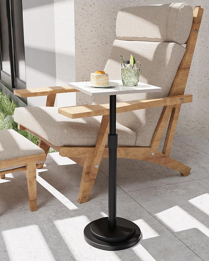 Versatile End Table with Metal Base, Height Adjustable, Vintage Square Indoor - Image 4