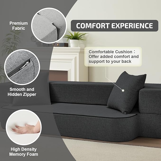 2-in-1 Folding Sofa Bed with Pillows - Image 4