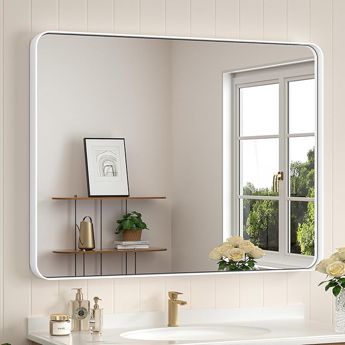 Keonjinn Matte White Bathroom Mirrors by Keonjinn