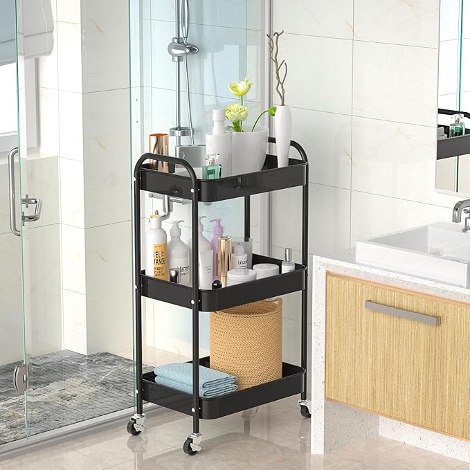 3-Tier Rolling Metal Storage Cart - Image 2