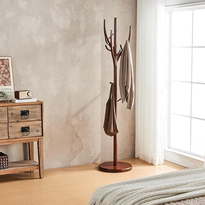 CozyDH Coat Rack Freestanding Solid Wood Coat Rack Stand, Coat Tree Freestanding - Image 7