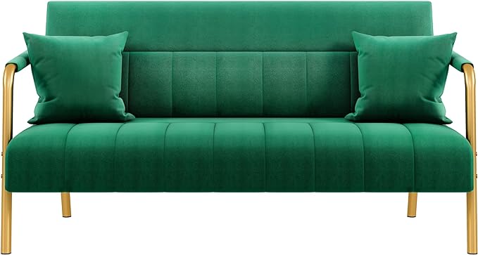 Yaheetech 56.5" W Modern Sofa Small Sofa Luxurious Velvet Fabric Couch by Yaheetech