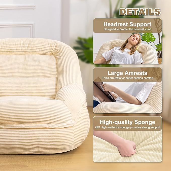 Giant Bean Bag Chair with Armrests - Image 4