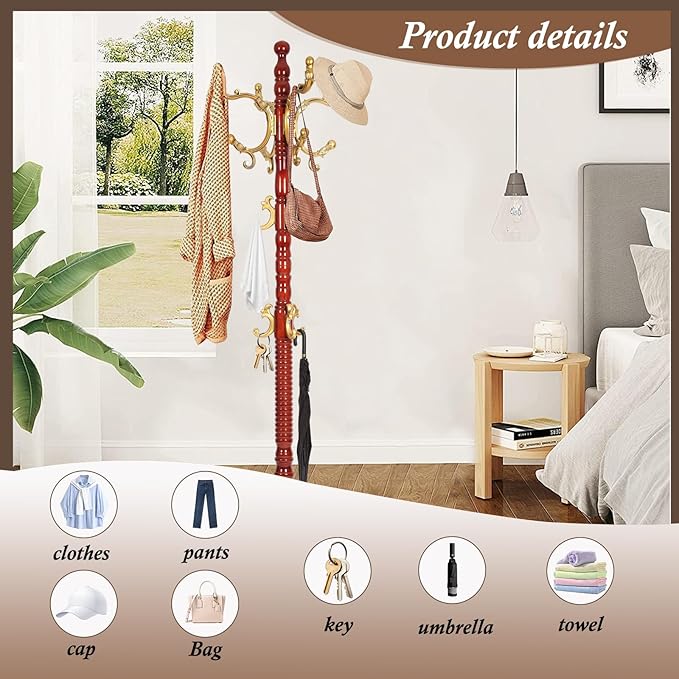 Wooden Coat Rack Freestanding, Vintage Coat Racks - Image 6
