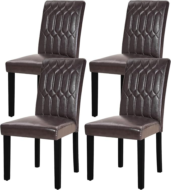 VECELO Upholstered Dining Chairs Set of 4, Modern PU Leather Accent Parsons by VECELO