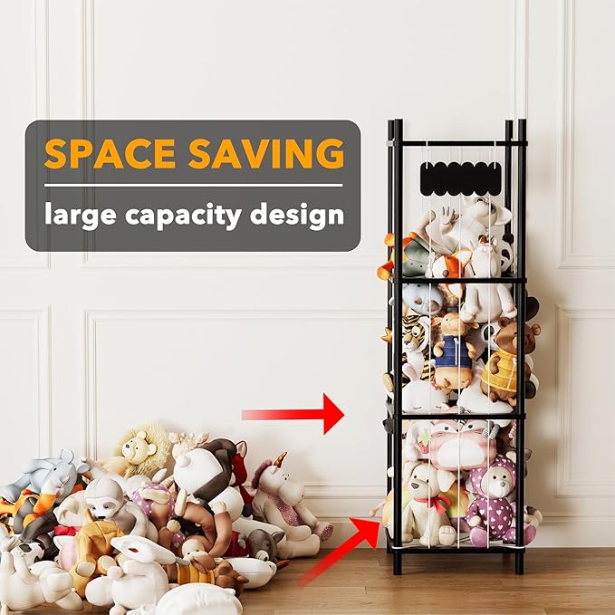 SpaceAid Stuffed Animal Storage Organizer, Wood Animals Zoo Toy Plushies - Image 3