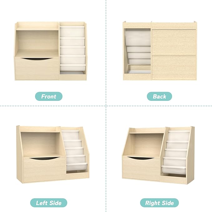 TOETOL 2 Tier Kids Bookshelf and Book Storage，4 Sling Toddler Bookshelf - Image 8