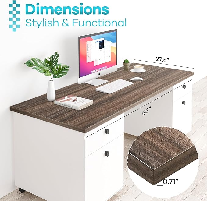 Kaboon Universal Tabletop 55"x27.5", Solid One-Piece Melamine Table Top - Image 4